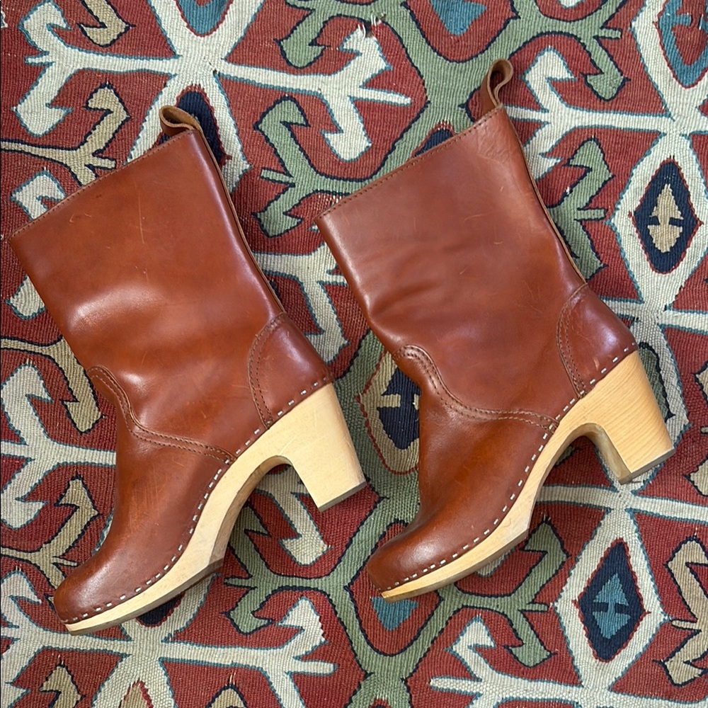 Swedish Hasbeens Cognac Leather Boots
